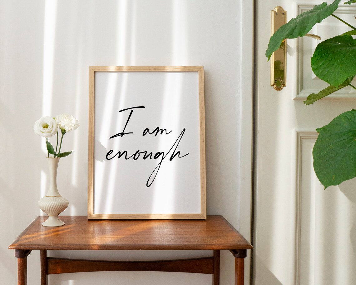 I Am Enough Positive Affirmations Typography Poster