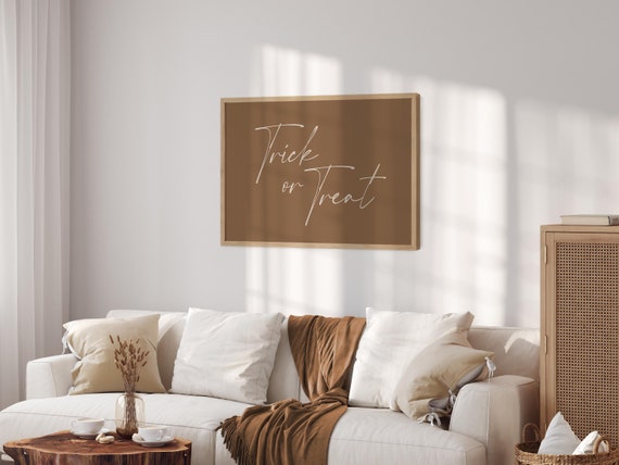 Trick Or Treat Wall Art Halloween Sign Modern Decor Quote Prints Horizontal Print