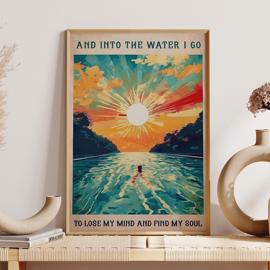 Swimming Girl Vintage Poster Print, Wall Decor