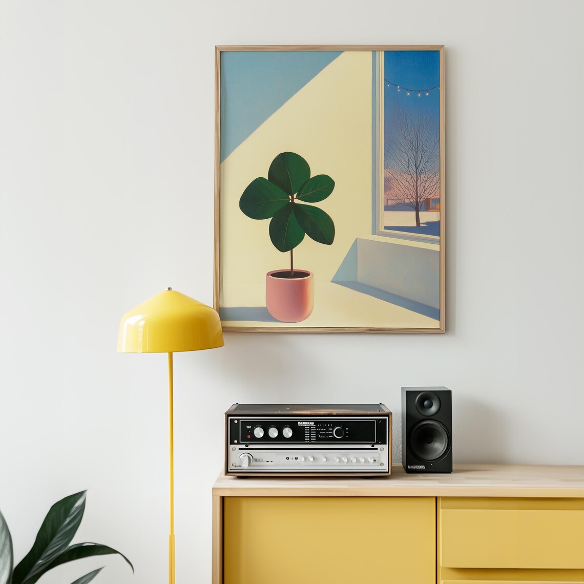 Potted Clover Plant Sunny Window Minimalist Botanical Poster - Image 2