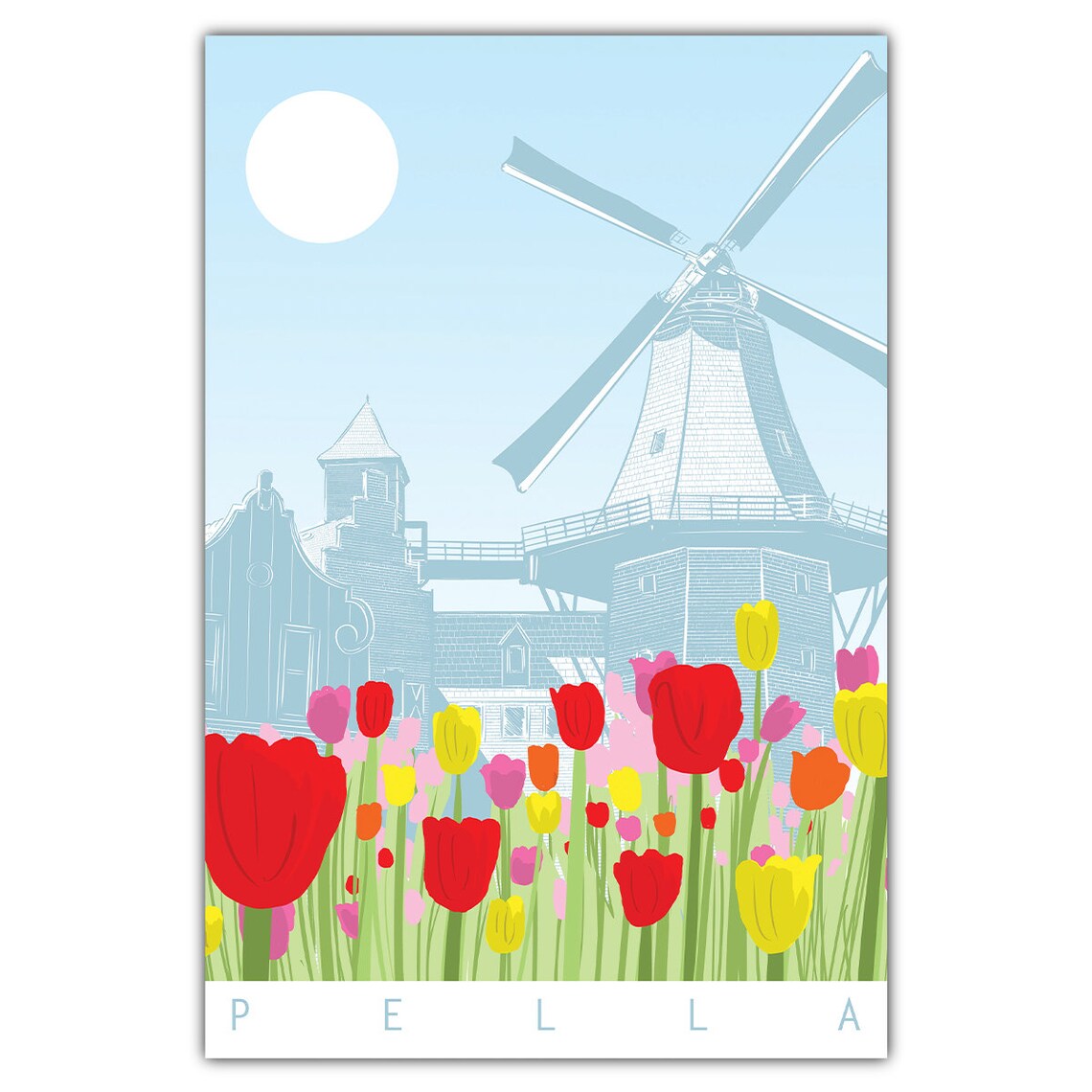 Pella Tulips Travel Poster, Floral Wall Art