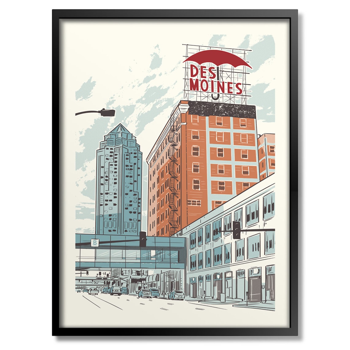 Des Moines Umbrella Art Print