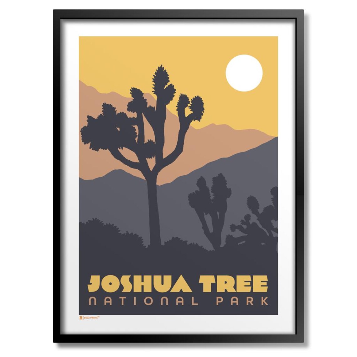 Joshua Tree National Park Desert Sunset Vintage Travel Style Poster