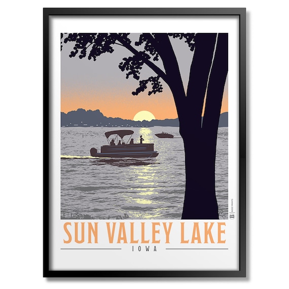 Sun Valley Lake Art Print, Mountain Landscape