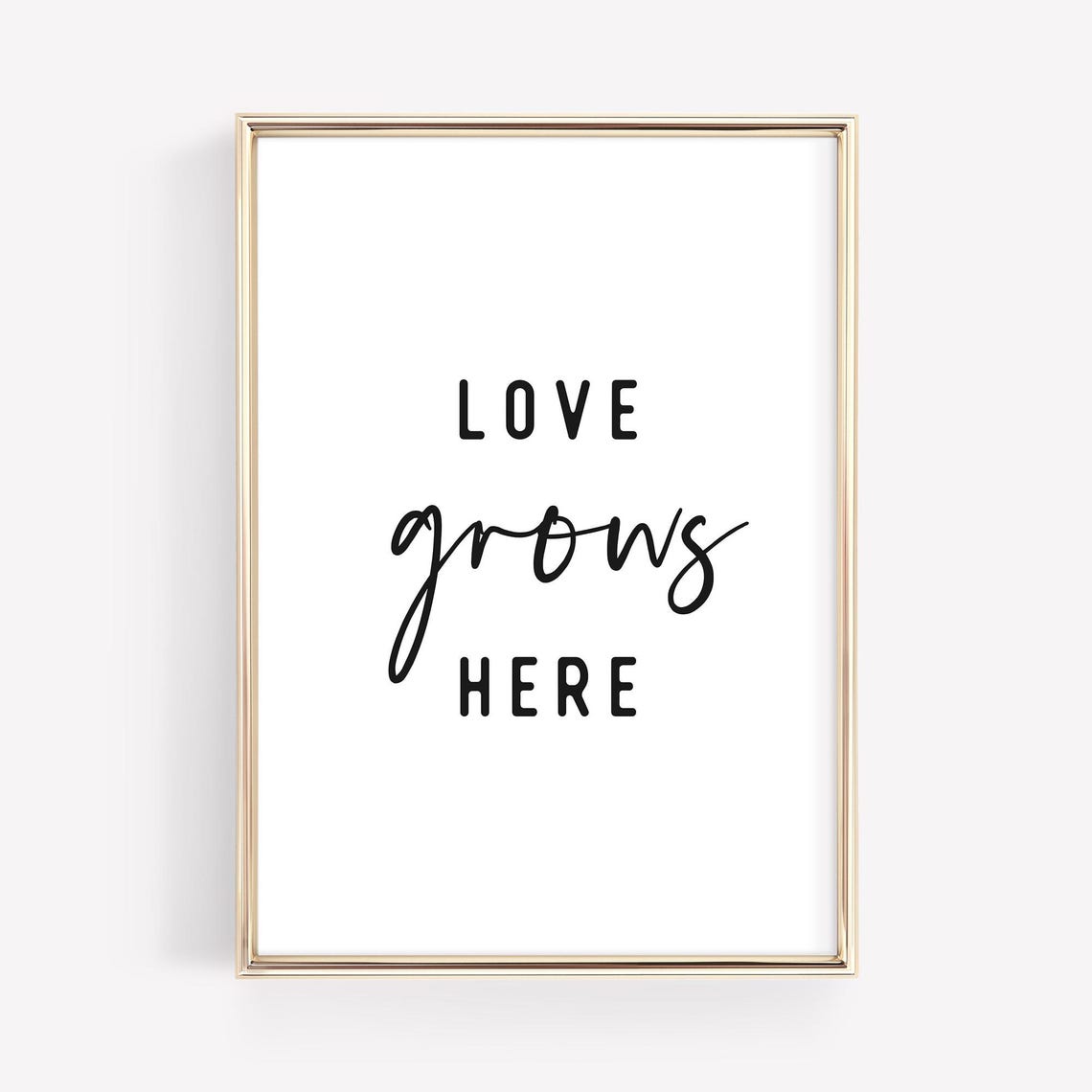 Love Grows Here Sweet Script Typography Family Quote Wall Art - Image 2