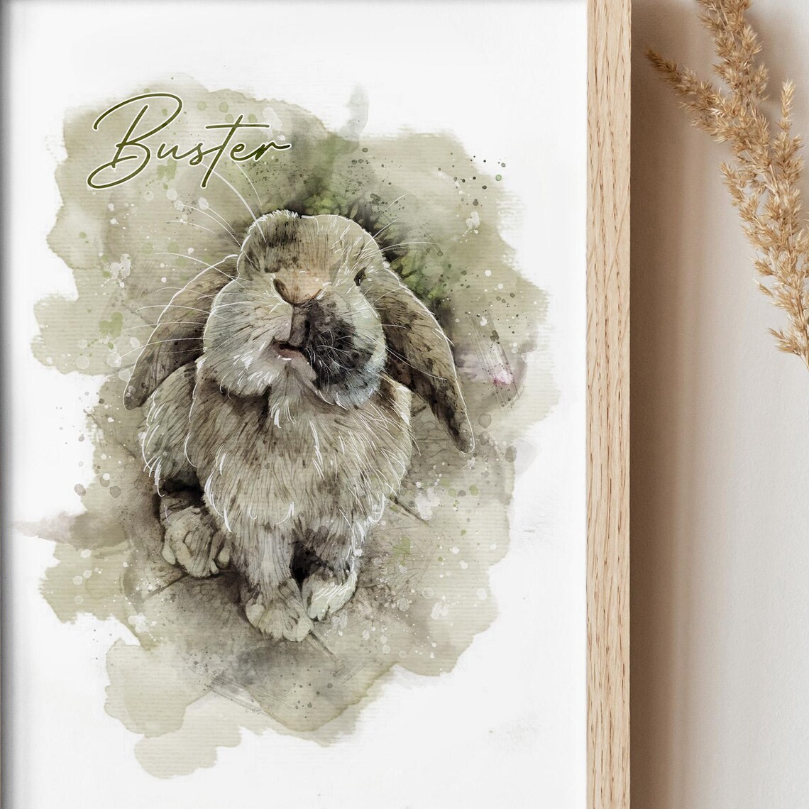 Buster Lop Eared Rabbit Watercolor Portrait Cute Bunny Art Print