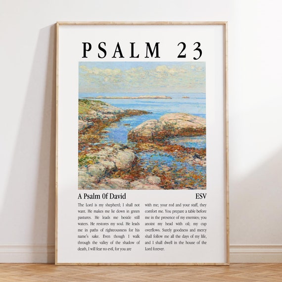 Psalm 23 Coastal Christian Wall Art Bible Verse Wall Art Trendy Apartment Decor Coastal Granddaughter Prints Wall Art