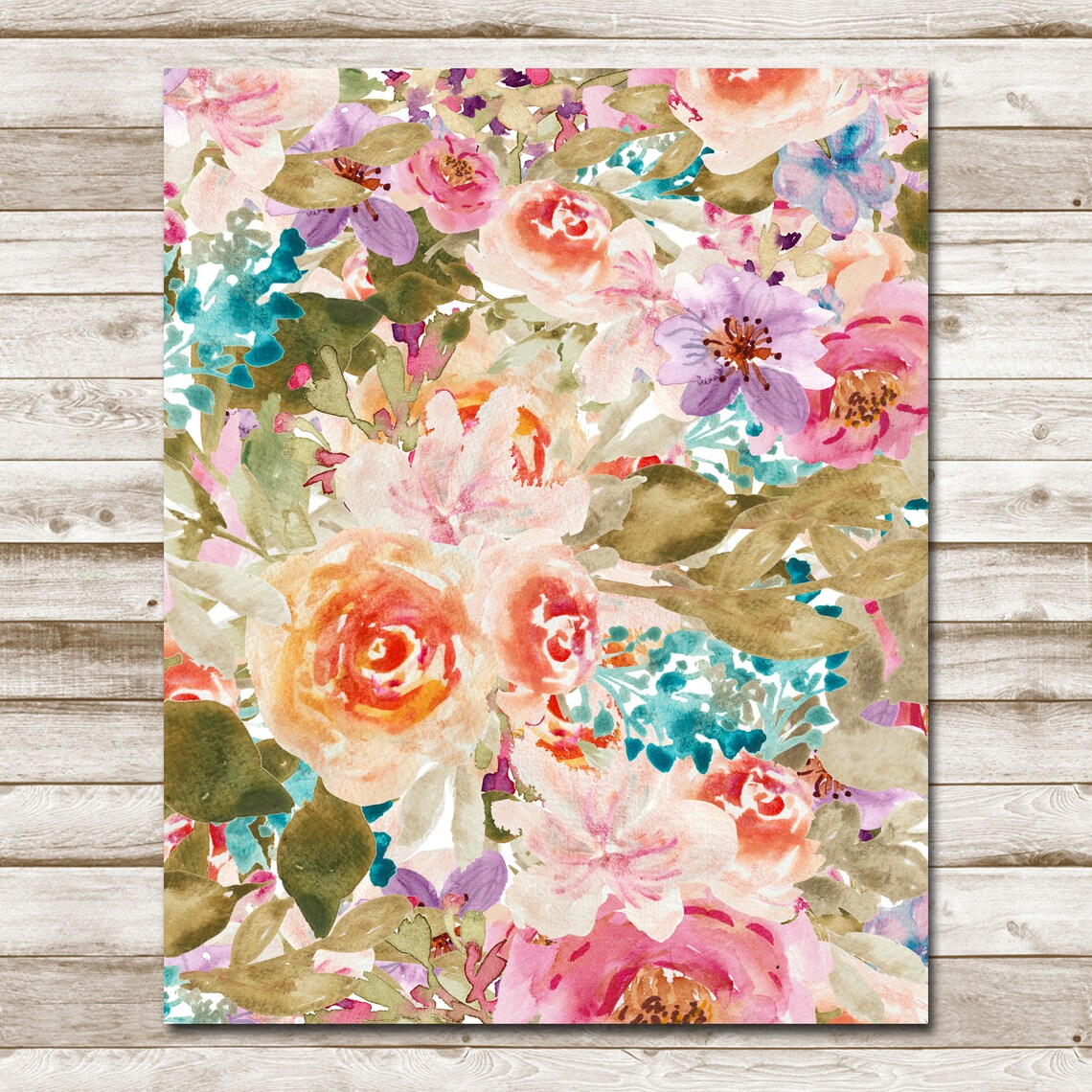 Spring Floral Collage Watercolor Roses Peony Garden Art Poster - Image 10