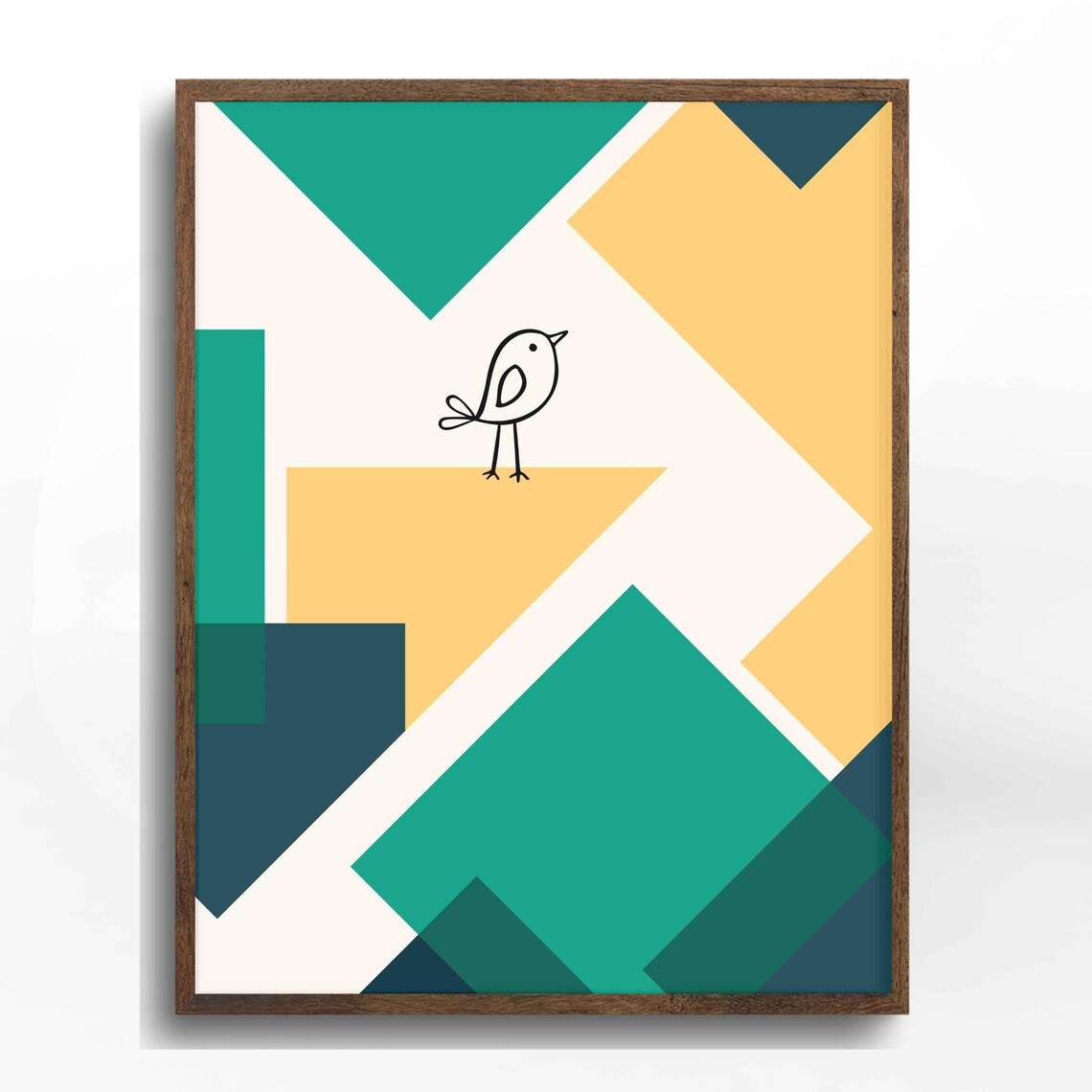 Bird Wall Art, Minimalist Mid-Century Decor