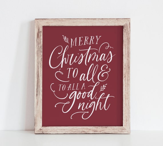 Merry Christmas To All Christmas Calligraphy Art Print