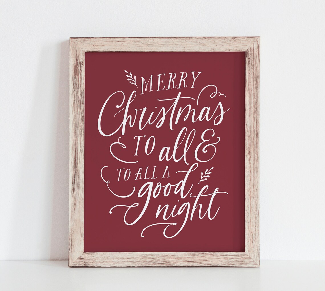 Merry Christmas To All Christmas Calligraphy Art Print