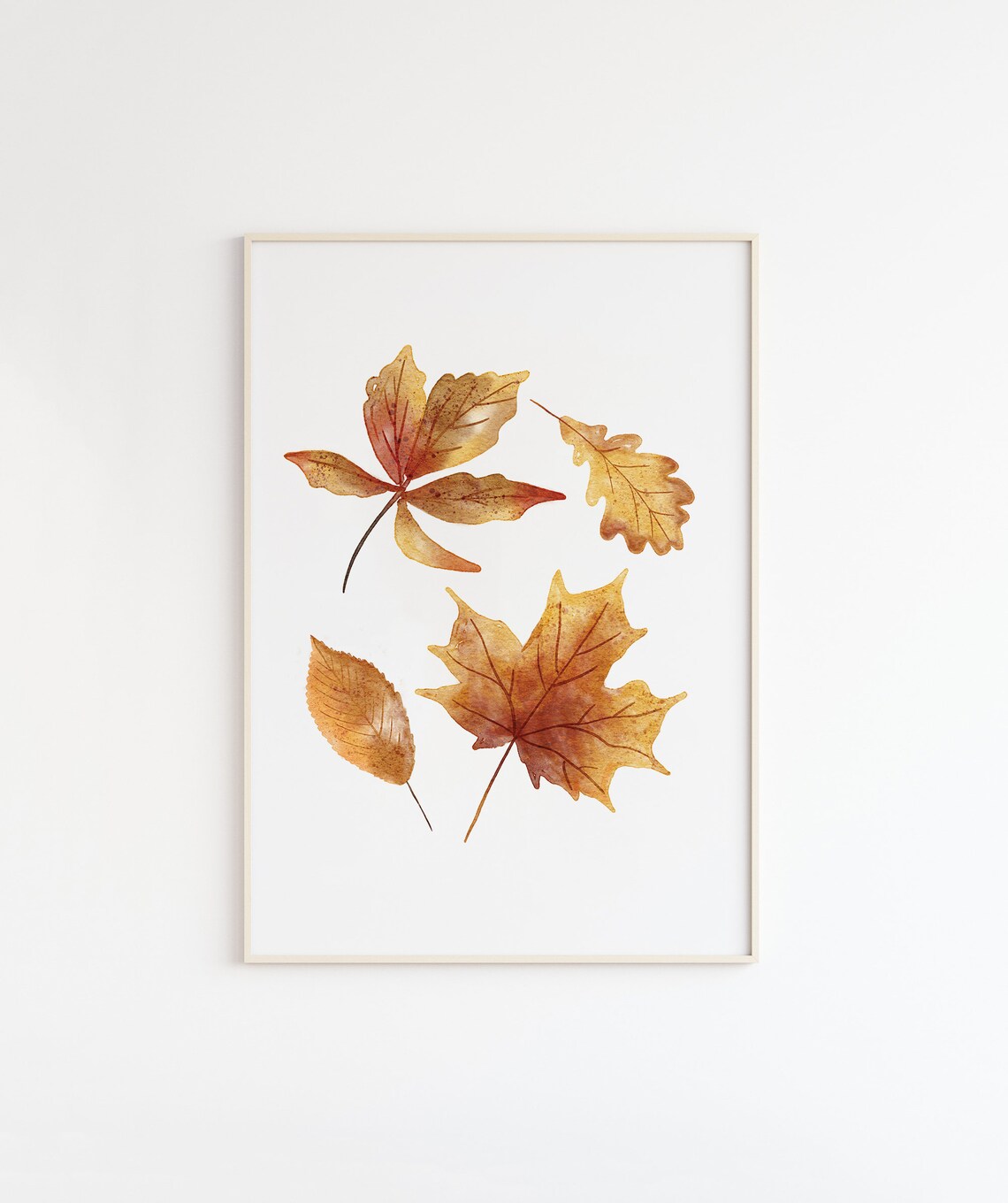 Watercolour Fall Leaves Art Print, Autumn Decor
