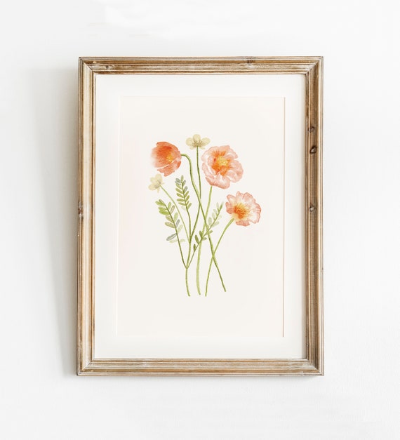 Flower Wall Art Vintage Style Floral Print