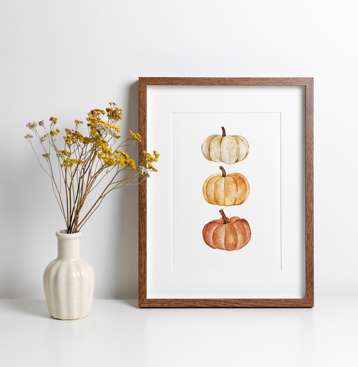 Pumpkin Watercolour Painting, Rustic Fall Decor - Image 3