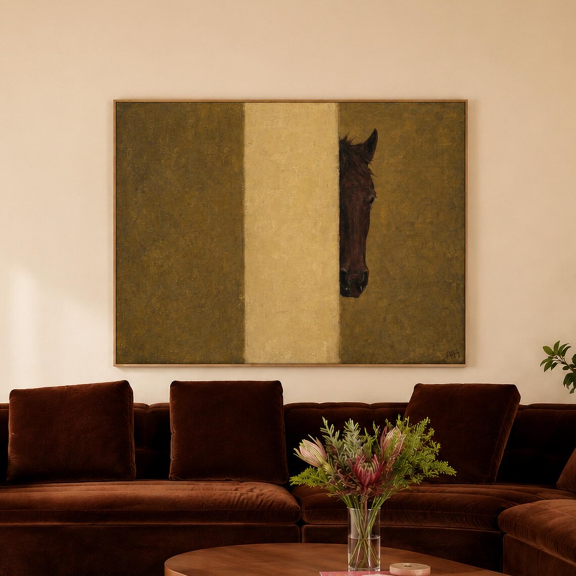 Minimalist Abstract Horse Art Print, Mid Century Western