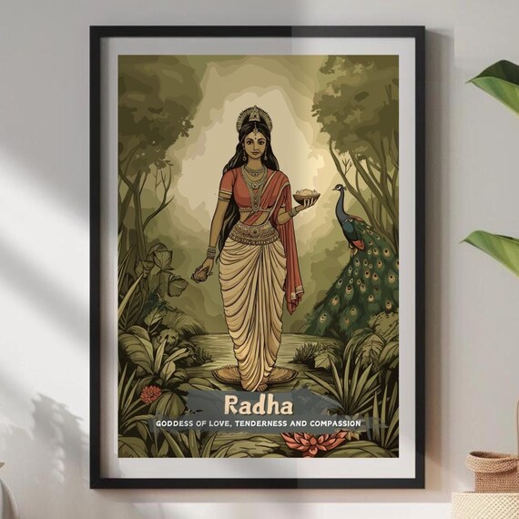 Radha Hindu Goddess of Love Poster, Spiritual Decor