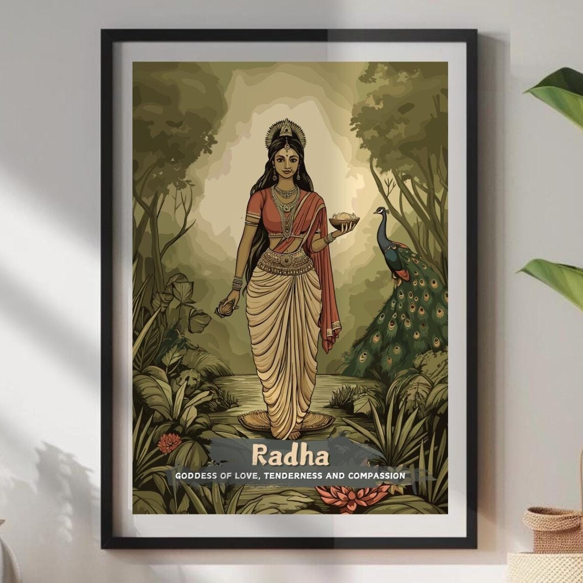 Radha Hindu Goddess of Love Poster, Spiritual Decor