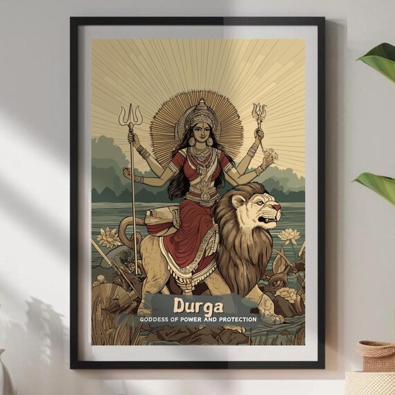 Durga Print, Hindu Goddess of Power and Protection