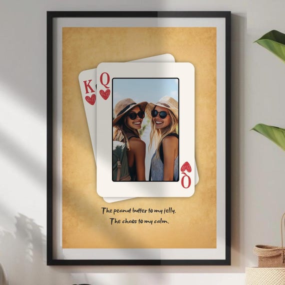 Custom Playing Card Photo Poster Wedding Personalized Wall Art Anniversary For Her Framed Unframed Options