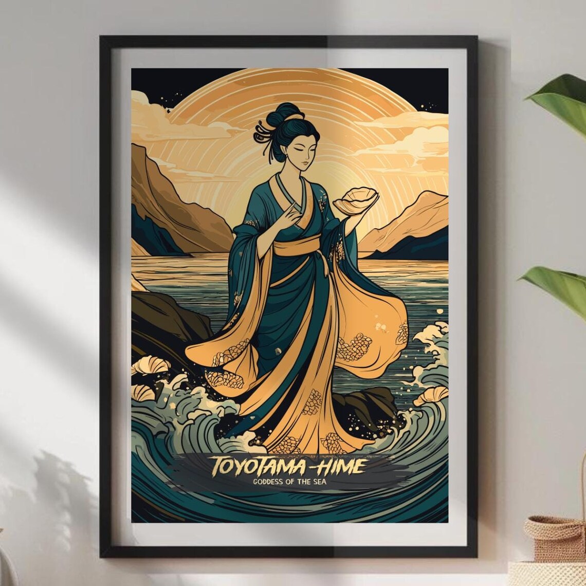 Toyotama-Hime Goddess Of The Sea Japanese Ocean Wave Art Poster