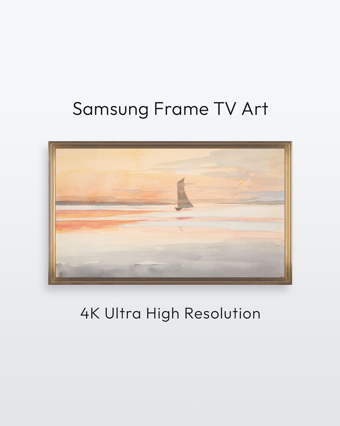 Samsung Frame Tv Art Watercolor Sailboat Landscape 4k Print