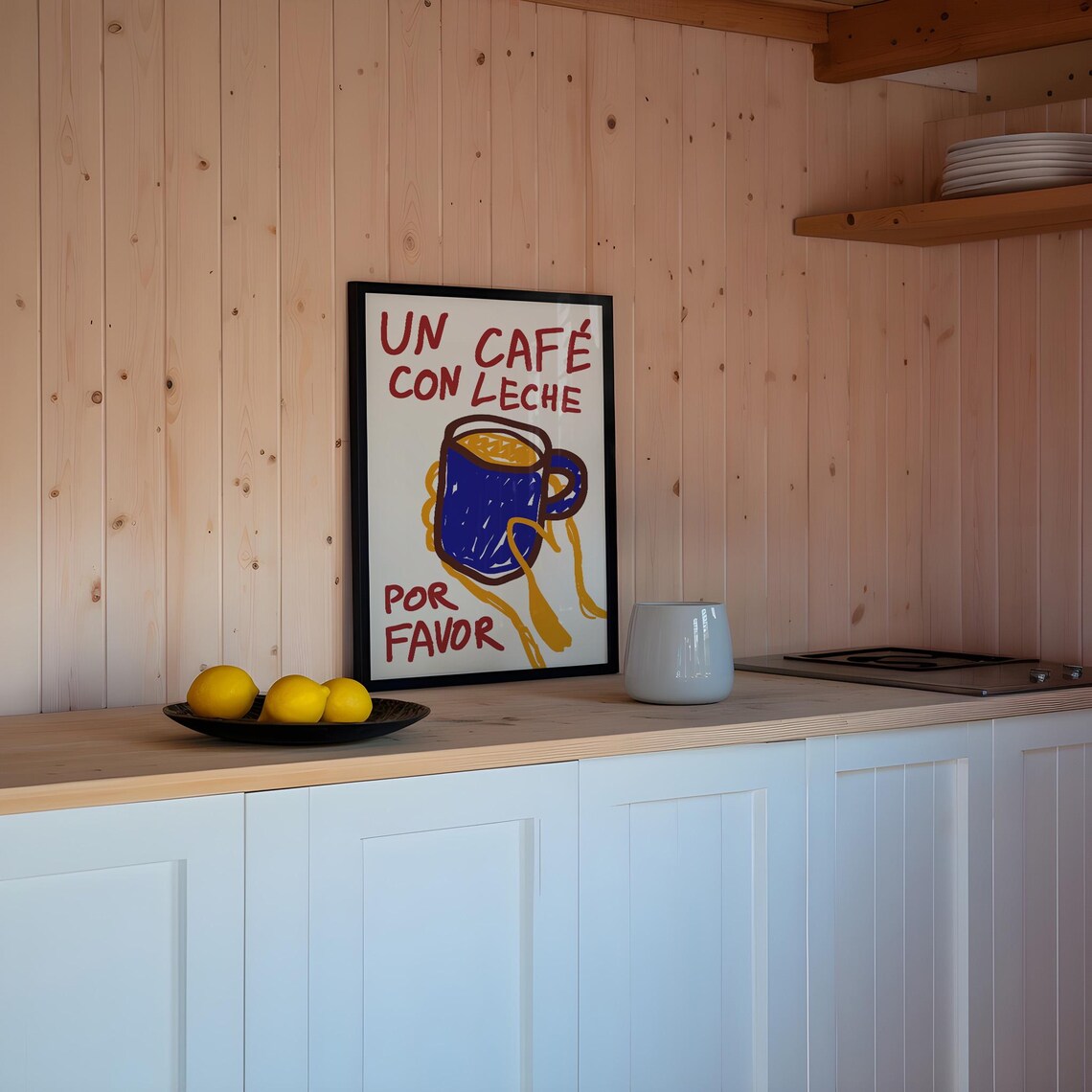Un Cafe Con Leche Retro Spanish Coffee Art Print - Image 4
