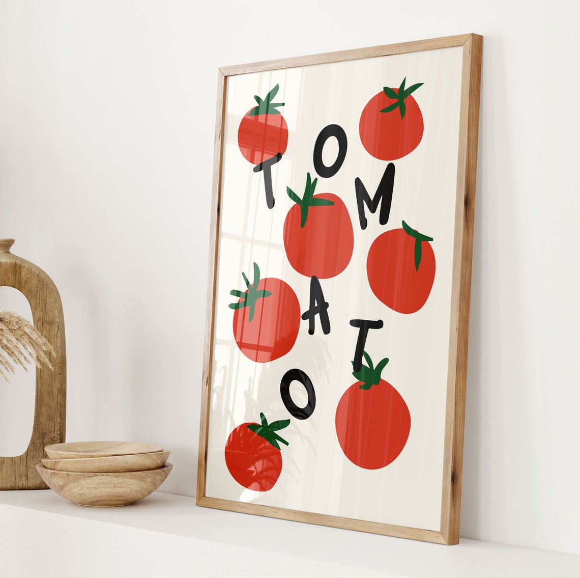 Tomato Typography Red Illustration Retro Kitchen Food Art Poster - Image 3
