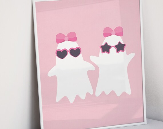 Cute Halloween Decor Disco Ghost Decor Cute Ghost Print Pink Halloween Decor Pastel Halloween Birthday Wall Decor Halloween