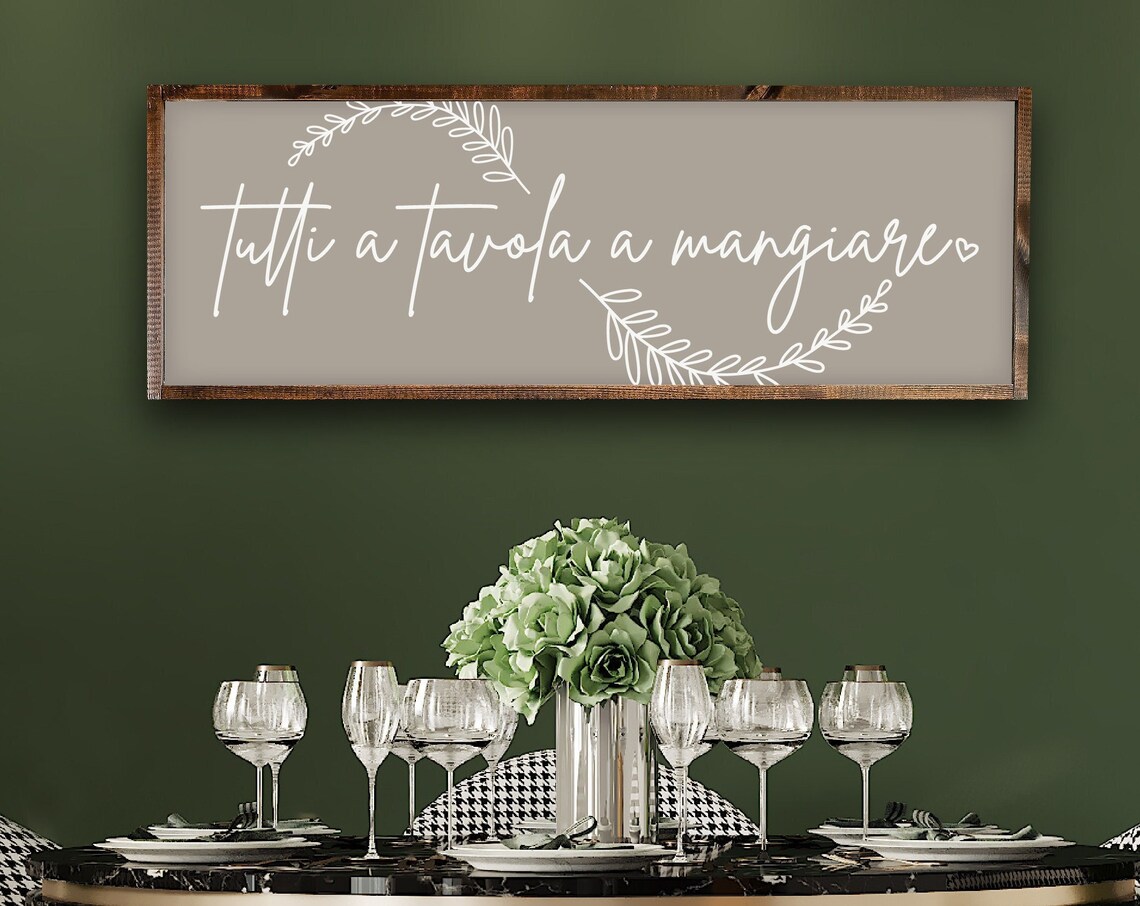 Tutti A Tavola A Mangiare Script Italian Kitchen Dining Poster