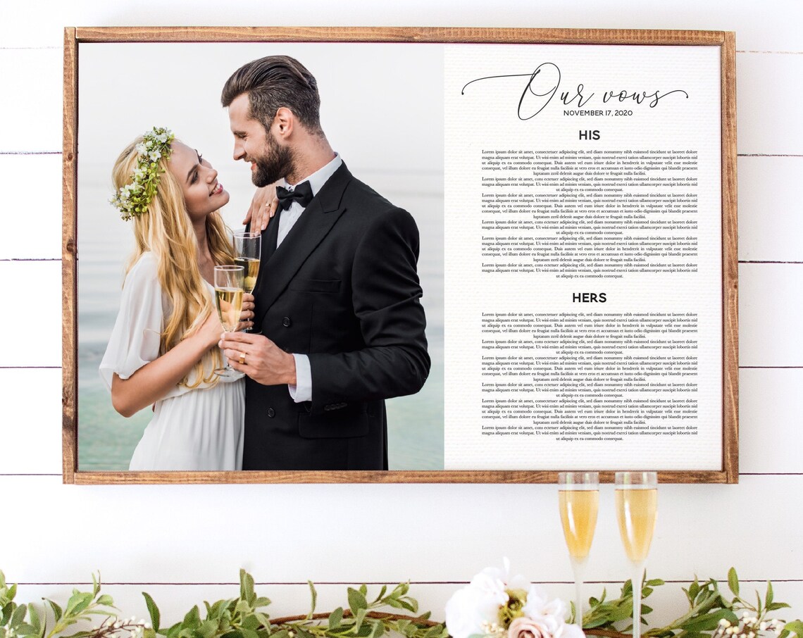 Custom Wedding Vow Print, Personalized Anniversary Gift