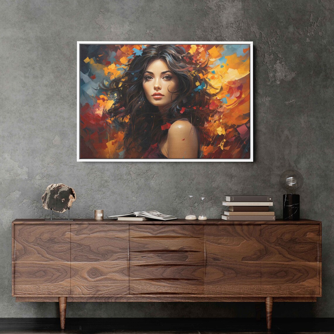 Palette Knife Woman Portrait Autumn Colors Modern Abstract Lady Art