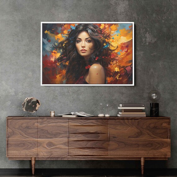 Palette Knife Woman Portrait Autumn Colors Modern Abstract Lady Art