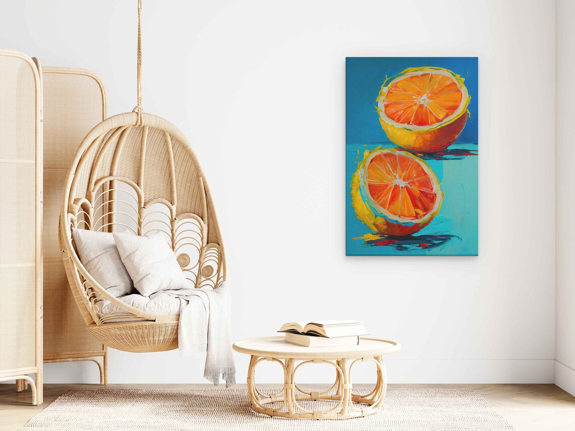 Sliced Orange Minimalist Oil Painting Art Print - Image 3