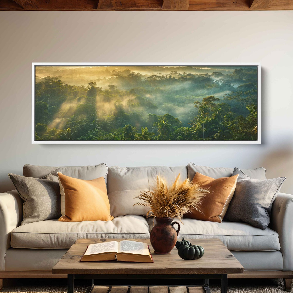 Panoramic Rainforest Canopy At Sunrise Wall Art Print Tropical Landscape Jungle Poster Rainforest Foliage Ready To Hang - Image 2