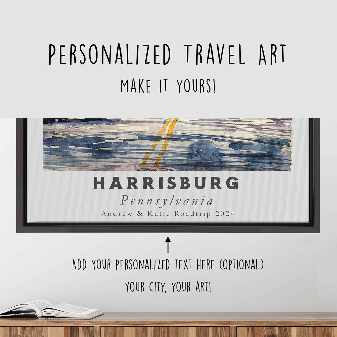 Harrisburg Pennsylvania Watercolor Downtown Street Spring Day Print - Image 4