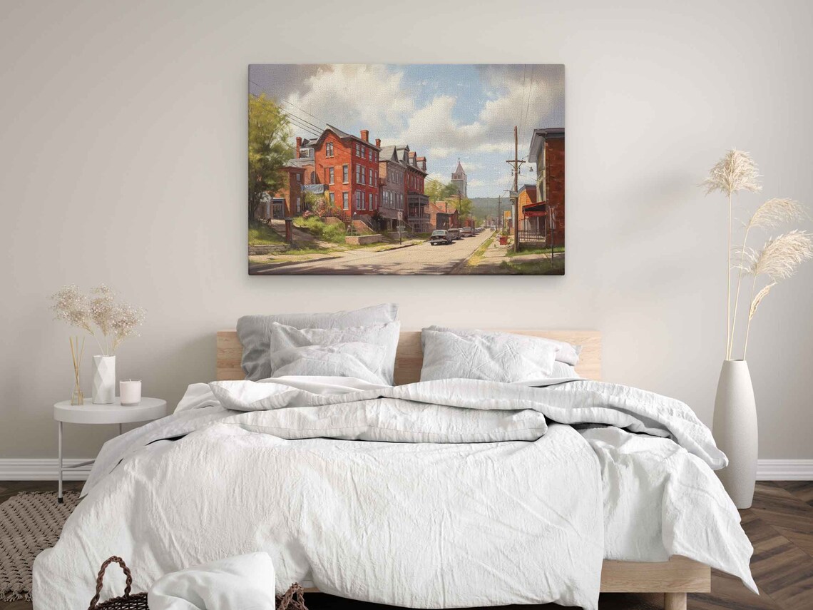 Strasburg Pennsylvania Brick Row Street Small Town Painting Poster - Image 3