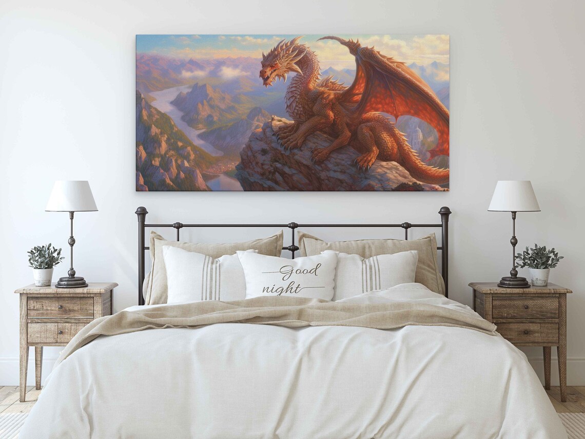 Acrylic Dragon Painting, Fantasy Wall Art Print - Image 3