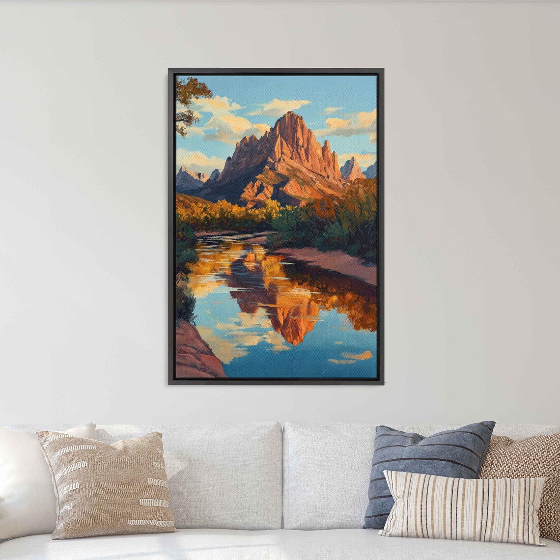Watchman Peak Reflection, Golden Hour Landscape Art Print