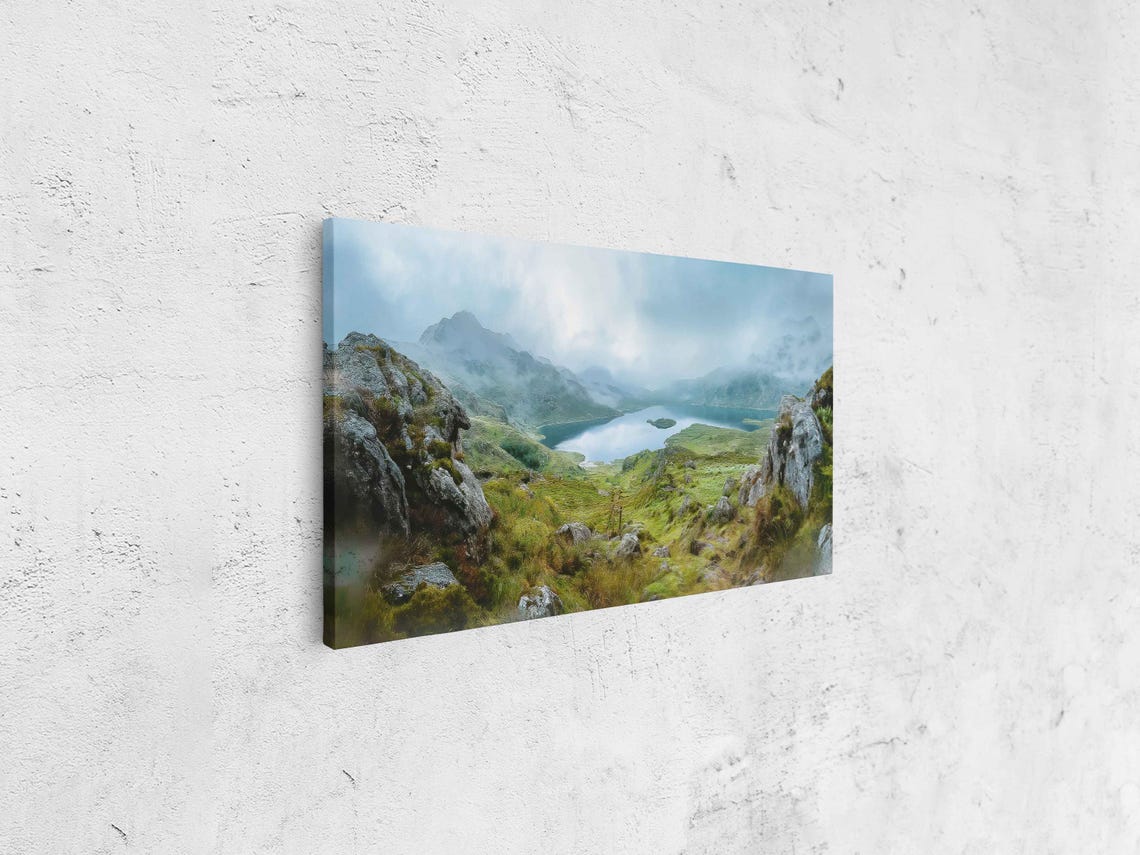 Misty Irish Mountain Lake Panoramic Lush Green Valley Travel Poster - Image 4