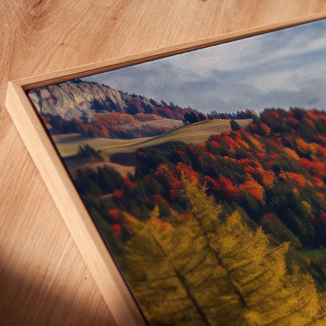Swiss Alps Autumn Snow Peaks Fiery Fall Forest Panoramic Travel Poster - Image 2