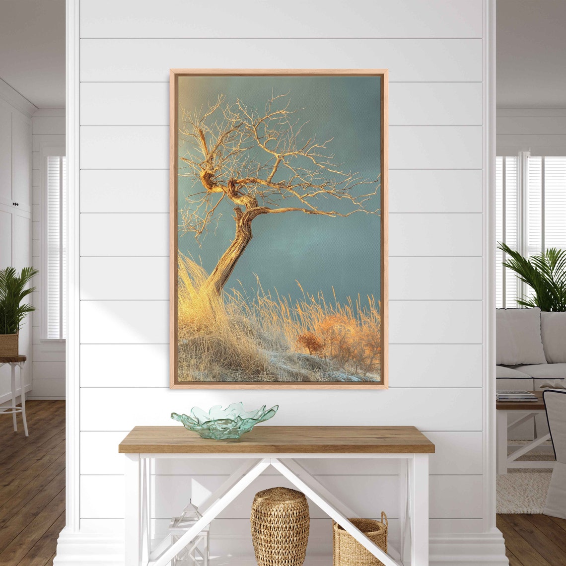 Lone Dead Tree Barren Field Moody Cloudy Sky Minimal Nature Print - Image 3