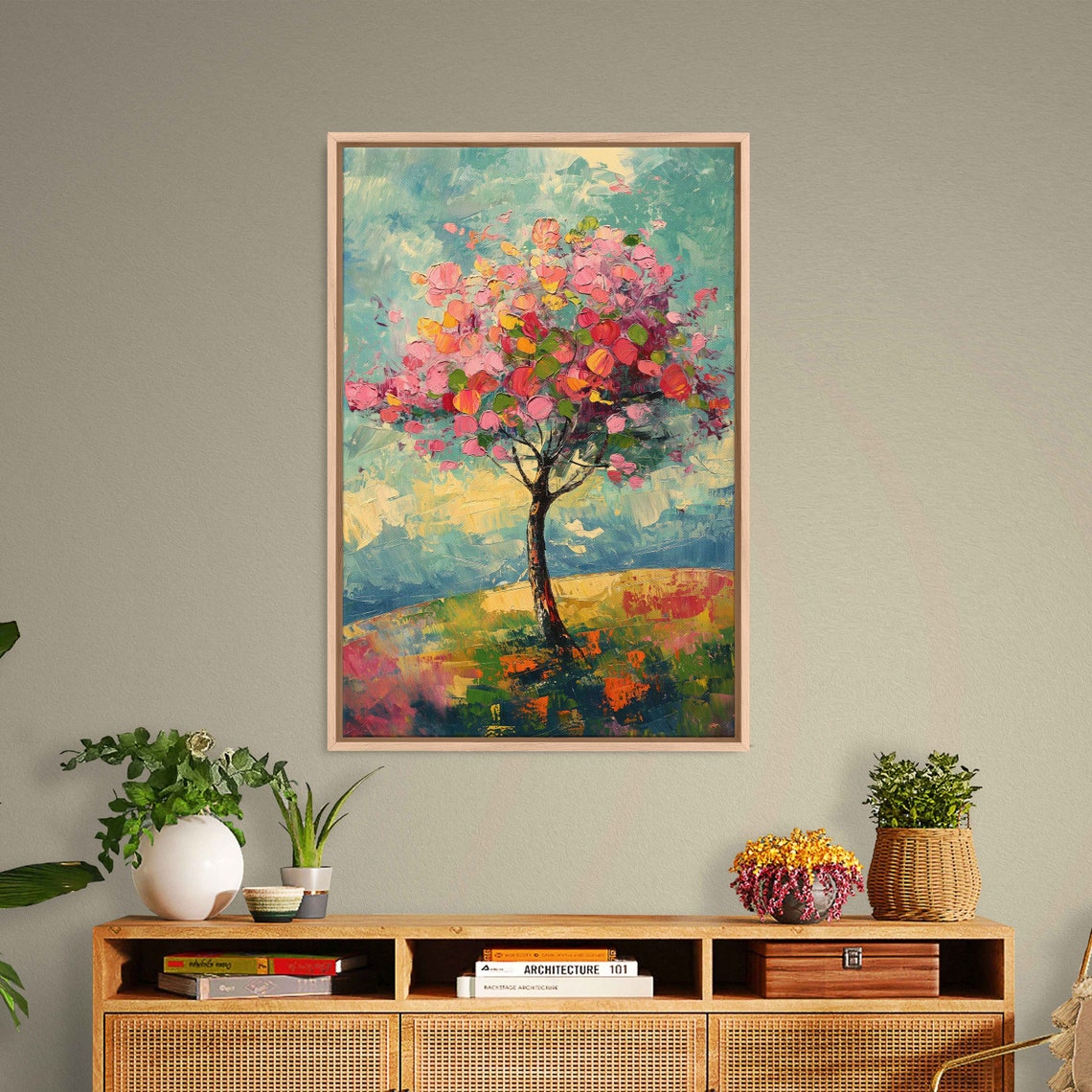 Colorful Blossoming Spring Tree Impressionist Landscape Art Print