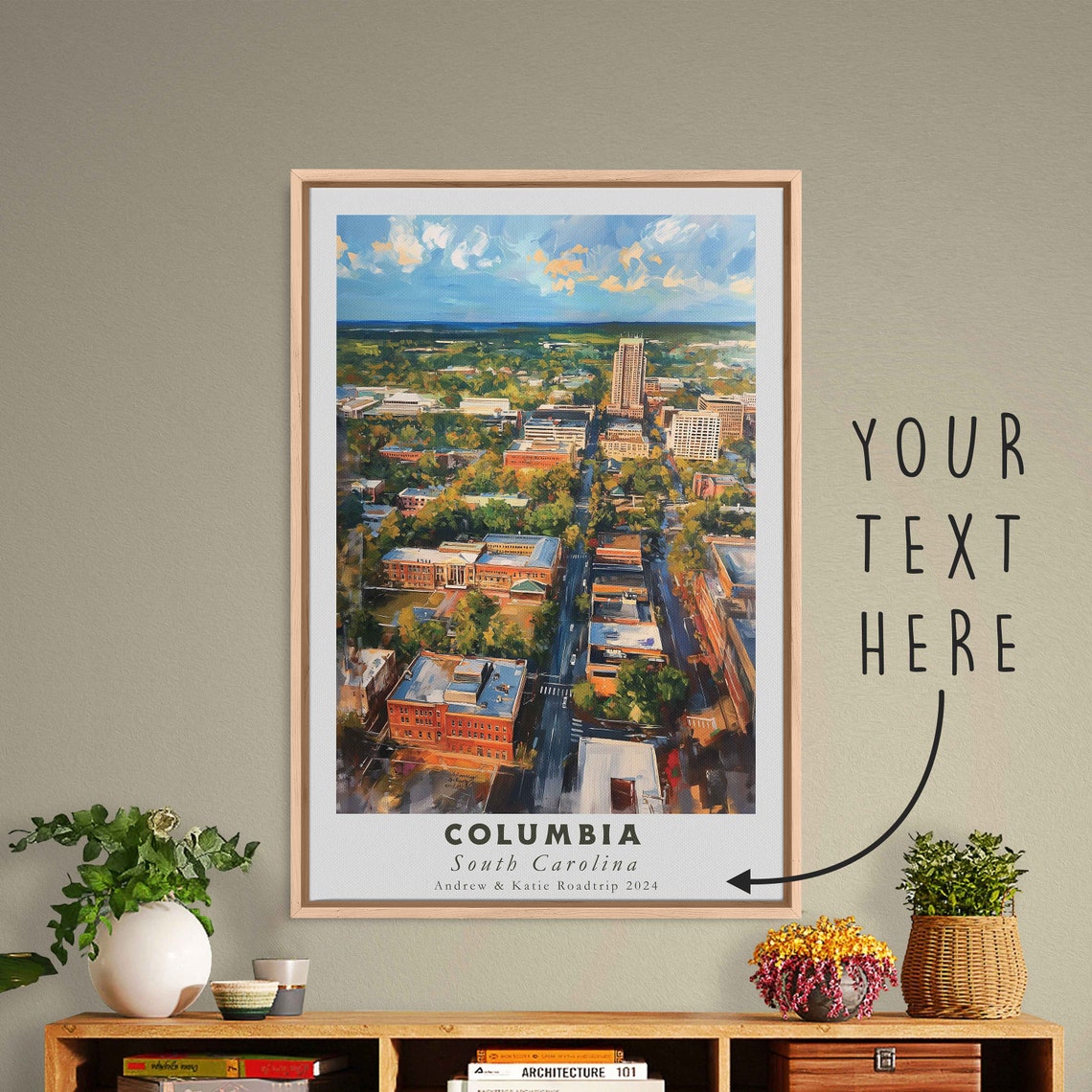 Columbia South Carolina Downtown Aerial Green Cityscape Travel Poster - Image 3