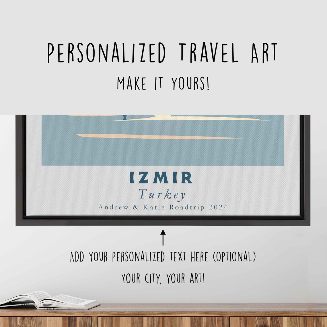 Izmir Turkey Seaside Mosque Minaret Sailboat Sunset Travel Poster - Image 4