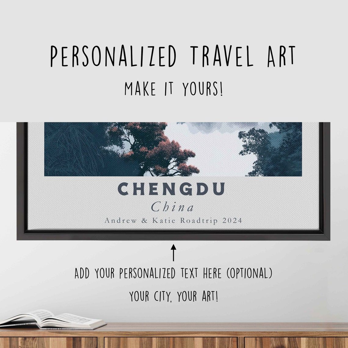 Chengdu China Misty Pagoda Hillside Minimalist Travel Poster - Image 4