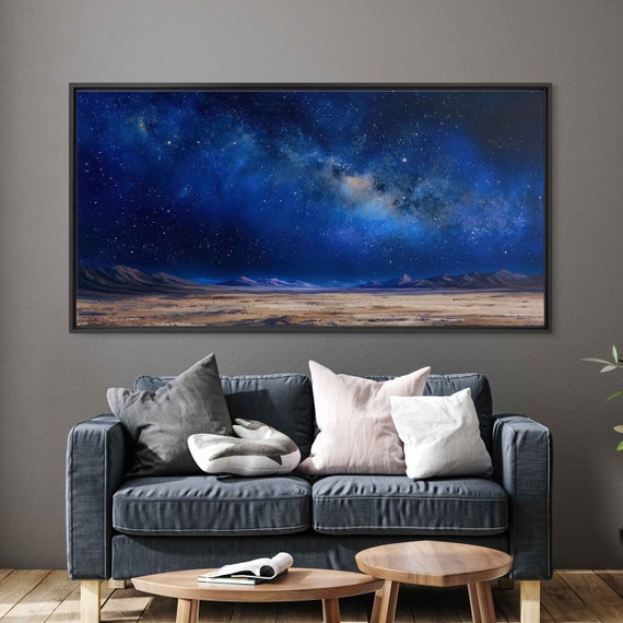 Starry Night Sky Landscape Painting Beautiful Vibrant Stars In The Sky Wall Art Print Ready To Hang