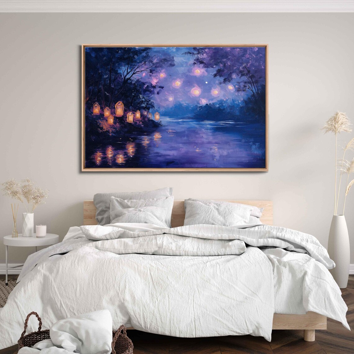Magical Night Sky Over Lake, Twinkling Stars