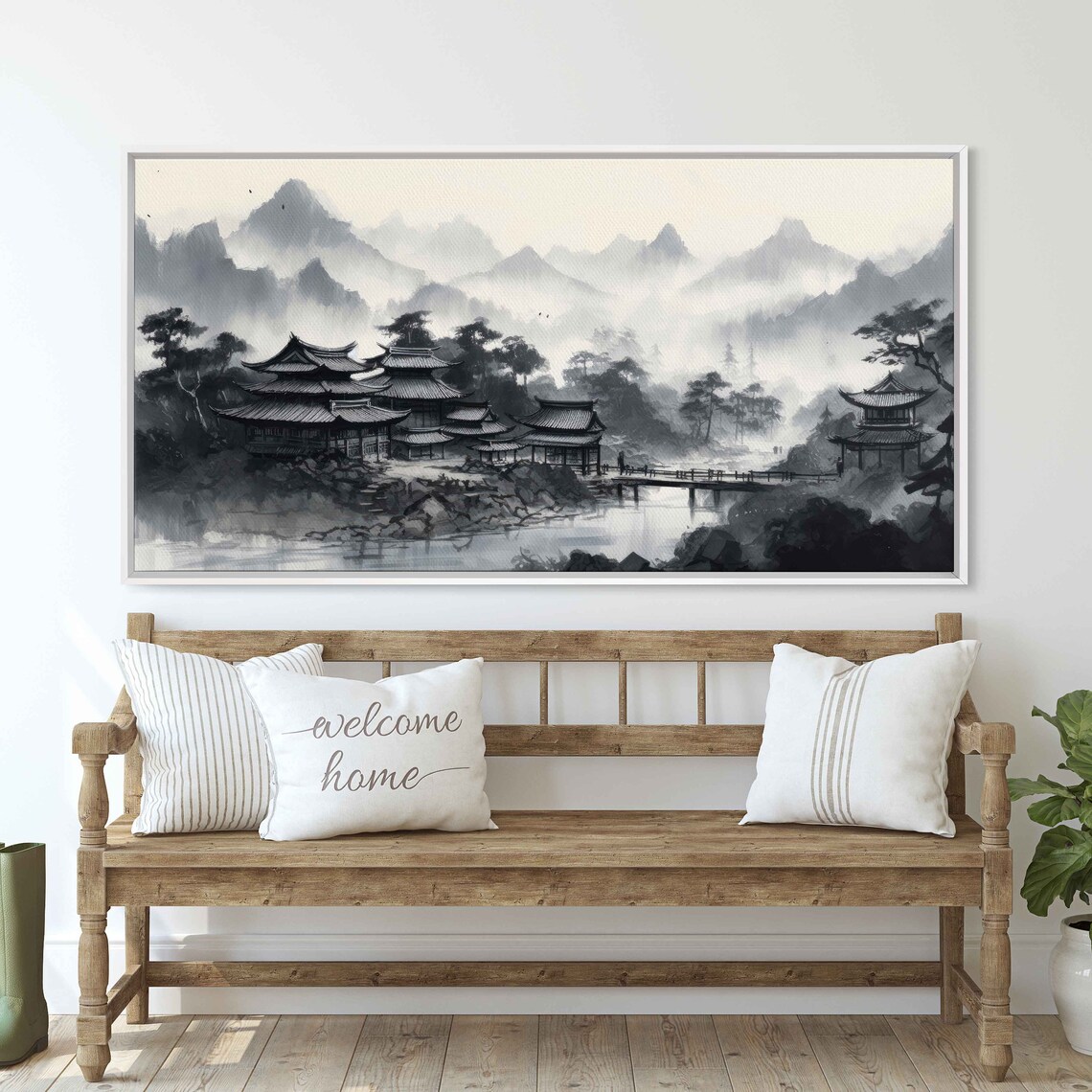Japanese Ink Wash Monochrome Painting Art Print - Image 2