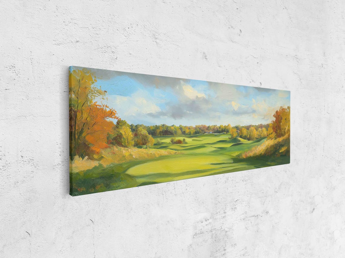 Rolling Golf Fairway In Golden Autumn Light With Orange Trees Poster - Image 4