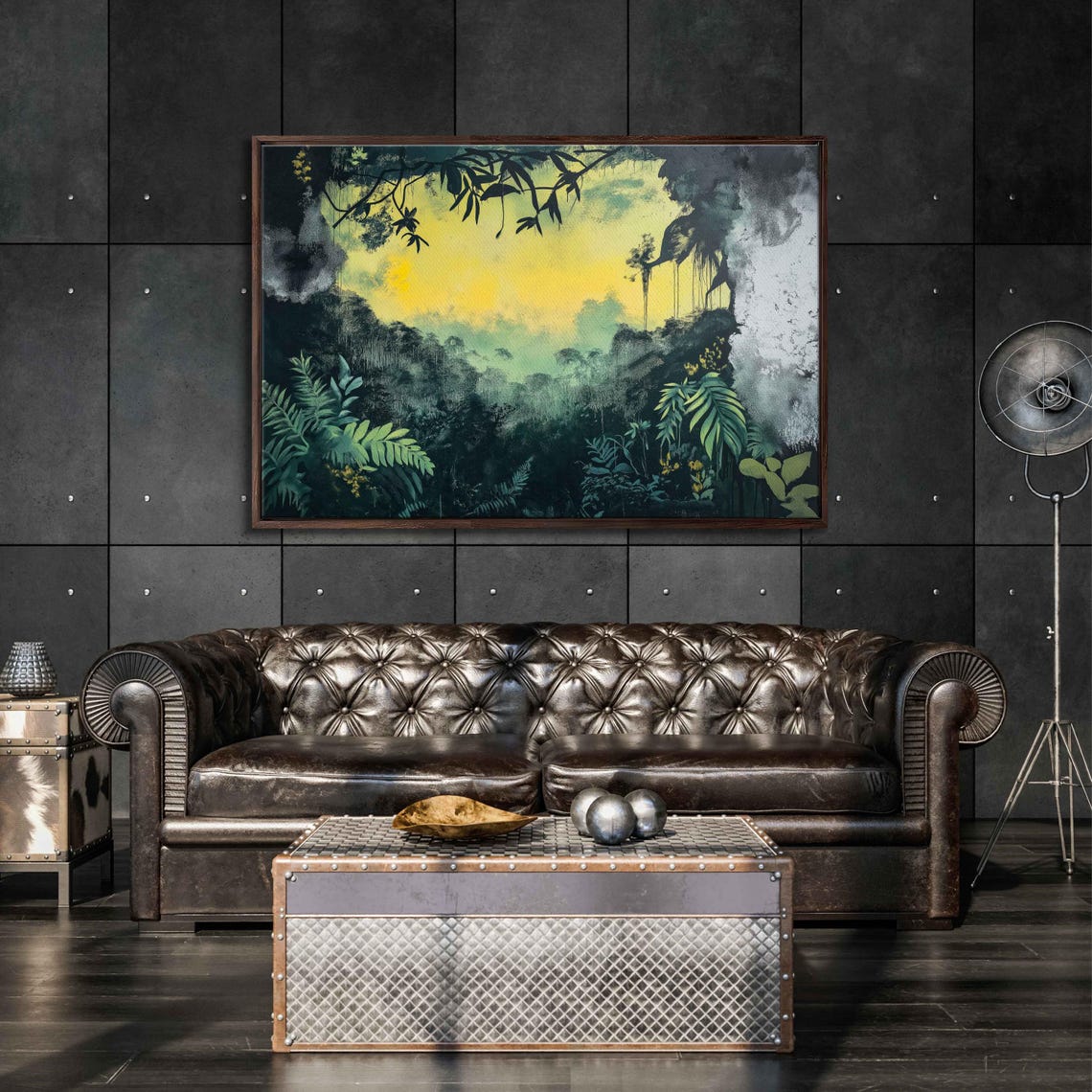 Misty Rainforest Jungle Canopy Golden Sunlight Glow Wall Poster